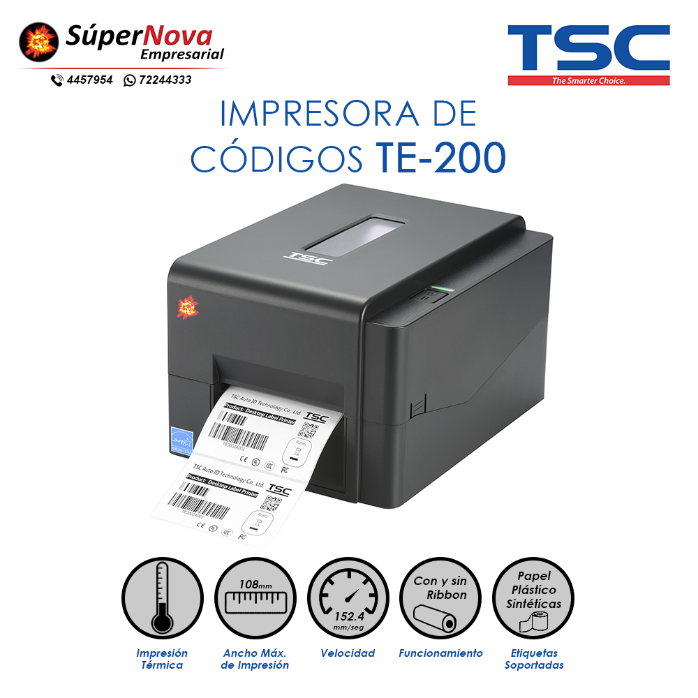 Impresora Etiquetas Autoadhesivas Tsc Te200 + Ribbon + Etiq.