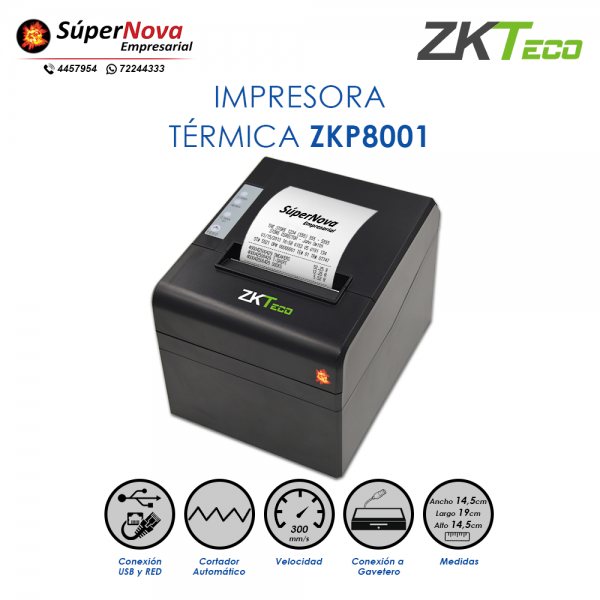 impresora termica zkteco zkp8001