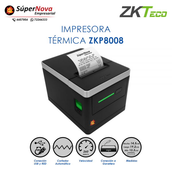 impresora termica punto de venta zkteco zk8008